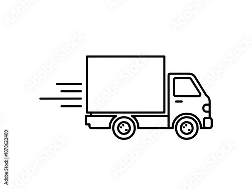 Simple line drawing of a delivery truck in motion for logistic or transportation themes