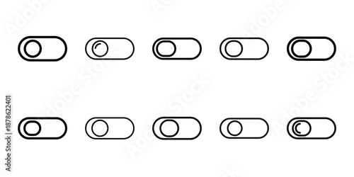 Party celebration vacation mode switch line art icon set. Minimalist Holiday line art vector icons collection