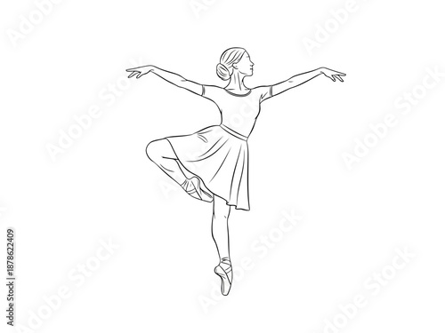Elegant ballerina in a dancing pose for ballet or dance related themes and projects