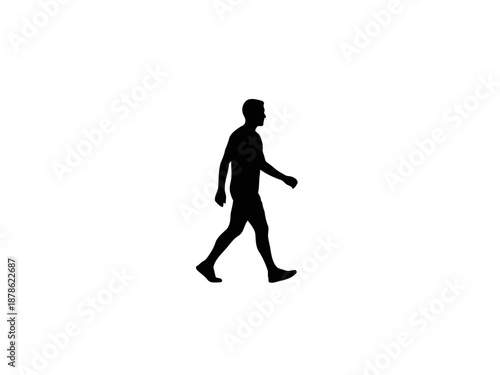 A black silhouette of a man walking