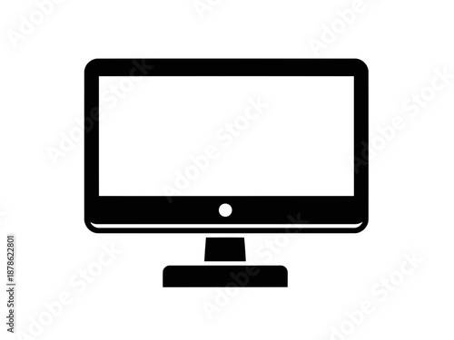 A black and white line drawing of a computer monitor