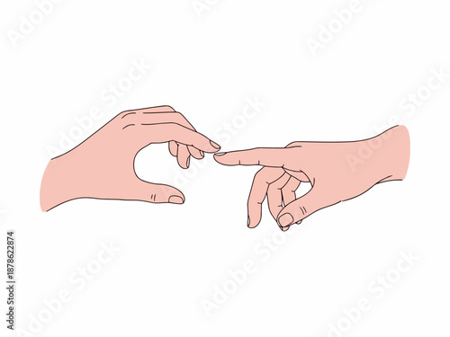 Two human hands reaching out to touch each other