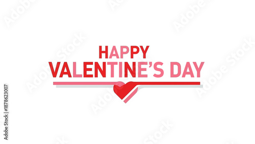 Happy Valentine's Day graphic with a heart illustration on a white background for romantic celebrations