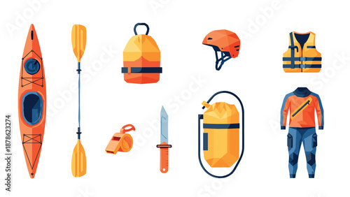 Outdoor adventure gear kit for kayaking and canoeing enthusiasts