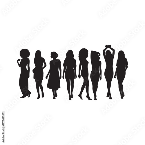 Women body silhouette vector art white background