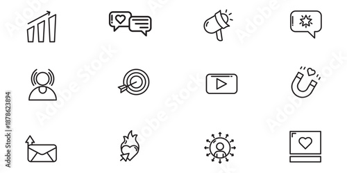 Digital marketing and social media icons set