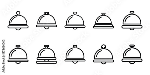 Party celebration hotel service line art icon set. Minimalist Holiday line art vector icons collection