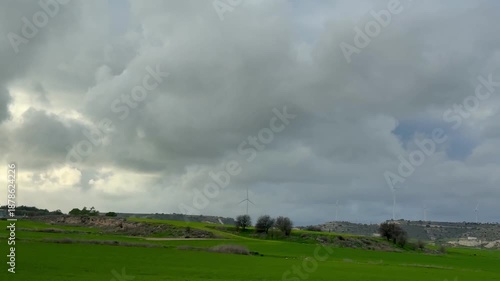 Alternative types of electricity generation, wind power generation. Electricity production system from natural sources, renewable energy.