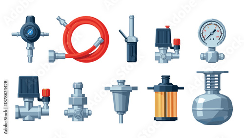 Industrial equipment collection: valves, gauges, and pressure tools