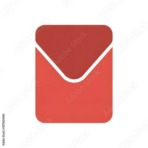 Vibrant minimalist red envelope icon symbolizing modern digital communication, electronic messaging, and efficient mail services for applications and web design