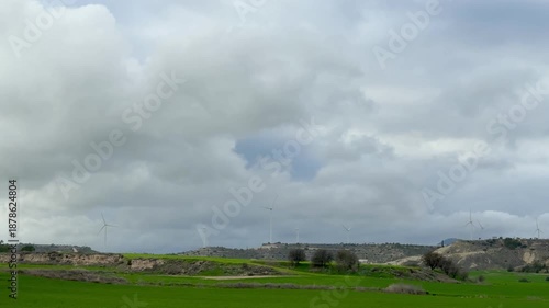 Alternative types of electricity generation, wind power generation. Electricity production system from natural sources, renewable energy.