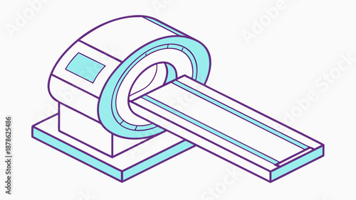 Isometric vector modern MRI scanner machine in a medical laboratory for healthcare technology infographics.