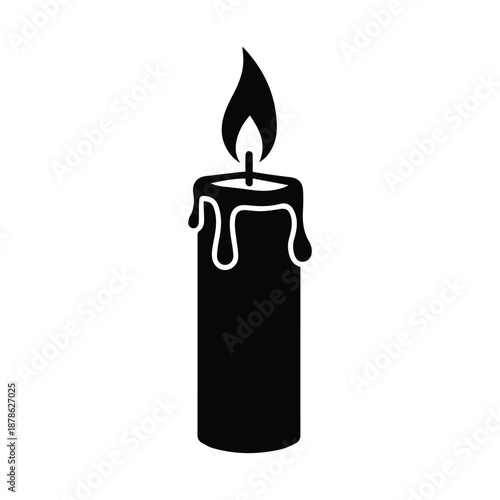 Burning candle with dripping wax isolated on white background, Vector, illustration