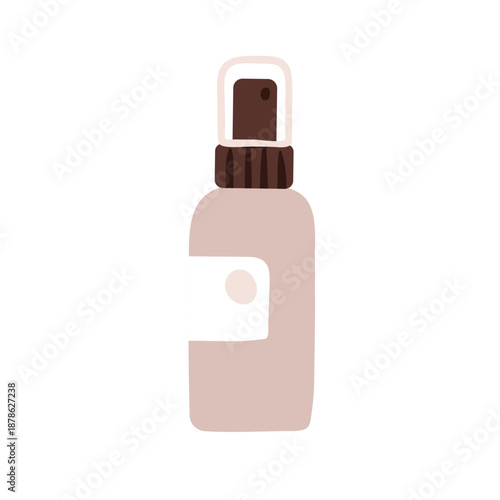 Spray bottle, cosmetic beauty product. Skincare essential in packaging, container. Skin, face and hair care. Conditioner, makeup fixer in pack. Flat vector illustration isolated on white background