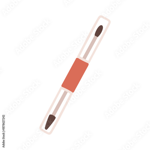 Brow and lash gel tube. Double beauty product with applicator wands for eyebrow and eyelash grooming mascara. Styling balm in transparent package. Flat vector illustration isolated on white background