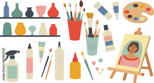 Electrical power substation illustration, high voltage transmission equipment, transformers pylons grid infrastructure, isometric energy distribution system design