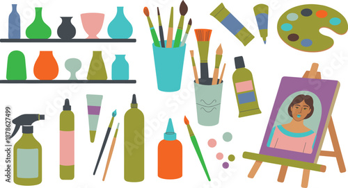 Electrical power substation illustration, high voltage transmission equipment, transformers pylons grid infrastructure, isometric energy distribution system design