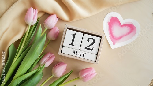 Celebrating may 12th with tulips and hearts