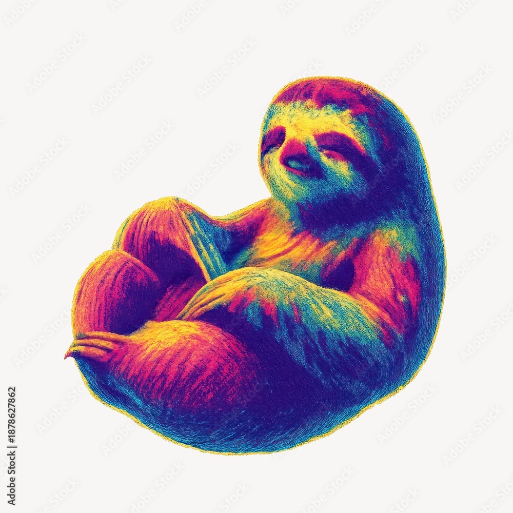 Obraz premium Colorful sloth in digital art