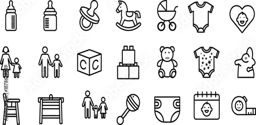 Baby and toddler icons and symbols