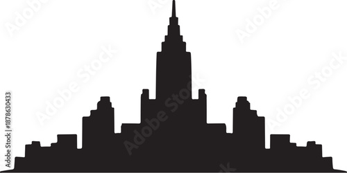 Black silhouette of a city skyline at night time