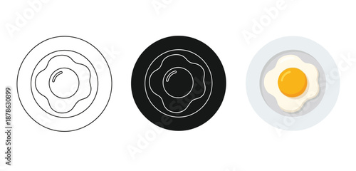 Egg Vector Set in Three Styles — Line Art, Silhouette and Color Version for Islamic Design, App UI, Posters and Branding