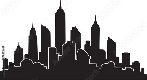 Black silhouette of a city skyline at night time