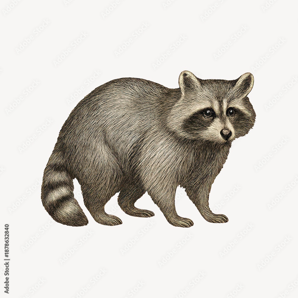 Obraz premium Vintage raccoon illustration art
