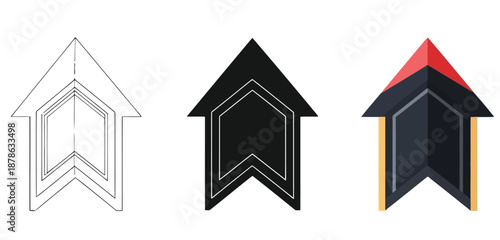 Stylized house Vector Set in Three Styles — Line Art, Silhouette and Color Version for Islamic Design, App UI, Posters and Branding