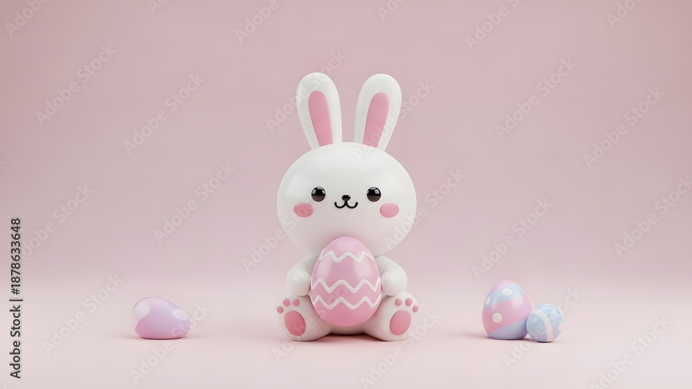 Obraz premium Easter day bunny figurine with pastel colors and adorable design for easter celebration