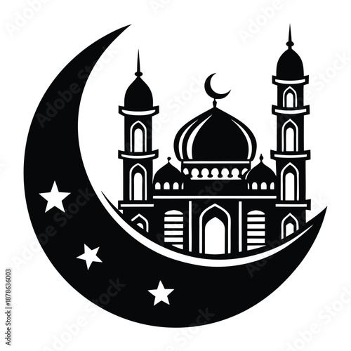 Crescent moon with mosque Ramadan night spiritual Islamic vector image