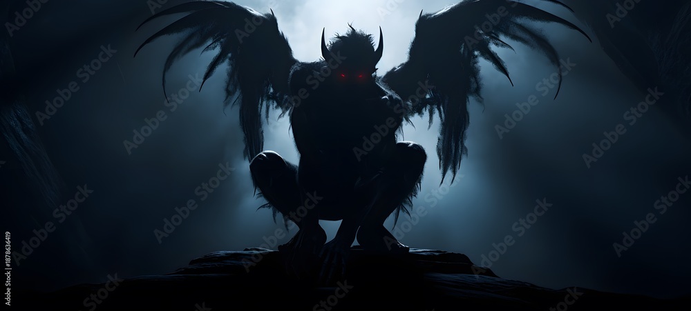 Fototapeta premium silhouette of troll angel,generative AI