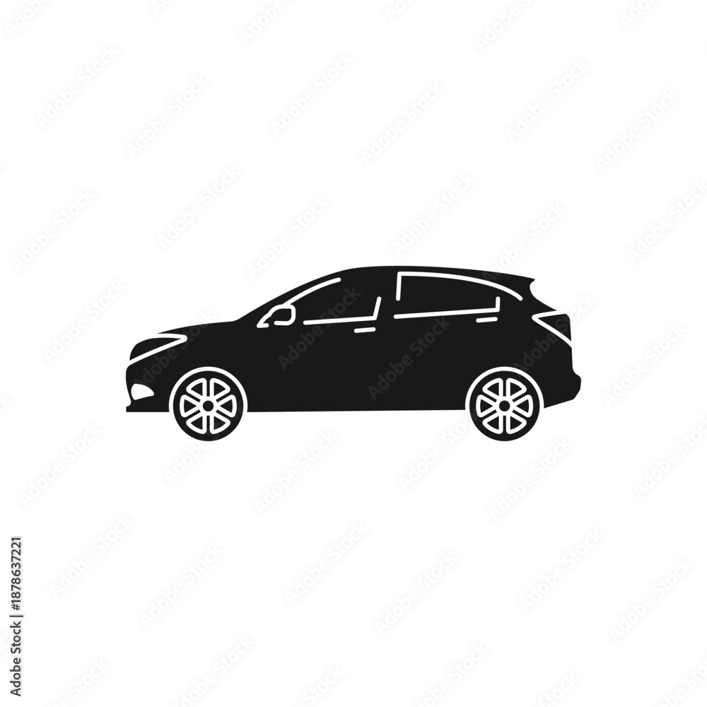 Fototapeta premium Compact City Car Glyph Icon, Urban Transport and Small Vehicle Symbol