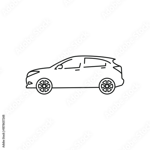 Crossover vehicle line icon, simple vector illustration in minimalistic style. Editable stroke.