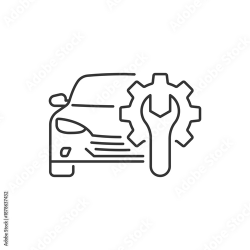 car service icon, auto repair station, thin line symbol isolated on white background, editable stroke