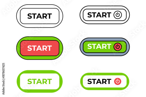 Collection of Start Buttons Various Designs.