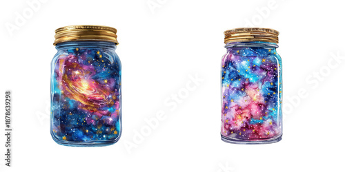 galaxy in jar watercolor vector illustration