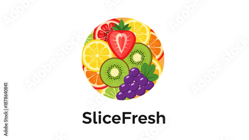 Colorful Fresh Fruit Logo Design Elements.