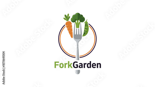 Fork with Carrot and Broccoli Illustration.