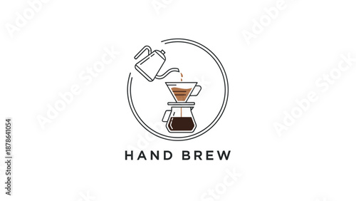 Hand Brew Coffee Logo Design Illustration.