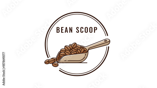Illustration of Beans in Wooden Scoop.