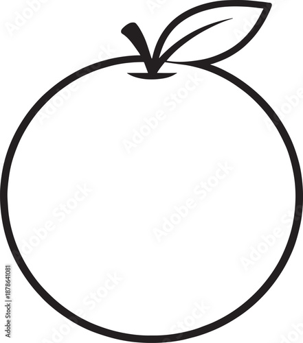 Orange Fruit Silhouette Outline Vector Icon – Minimal Flat Black Line Design