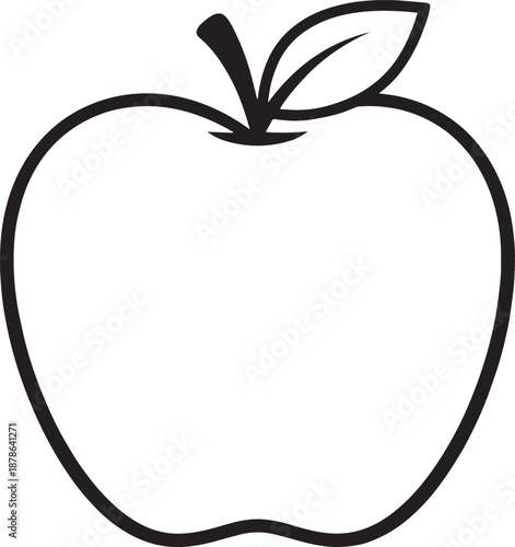 Apple Fruit Silhouette Outline Vector Icon – Minimal Flat Black Line Apple on White Background