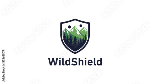 WildShield Logo with Shield and Mountains.