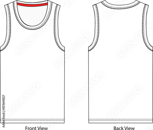 tank top editable flat sketch mock up, for manufacturing 