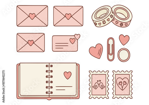 Romantic Love Letter Stationery and Card Making Concept with Decorative Elements for Special Occasions