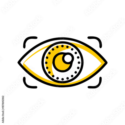 Eye scan icon with a clear design showing a circular pattern and inner details representing the scanning process in a digital format