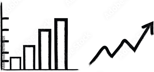A line graph and bar chart showing an upward trend in data