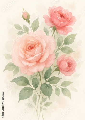Elegant watercolor pink roses