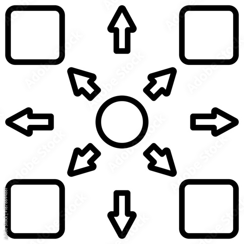 Decentralization Simple and clear vector icon illustrating an essential idea or function